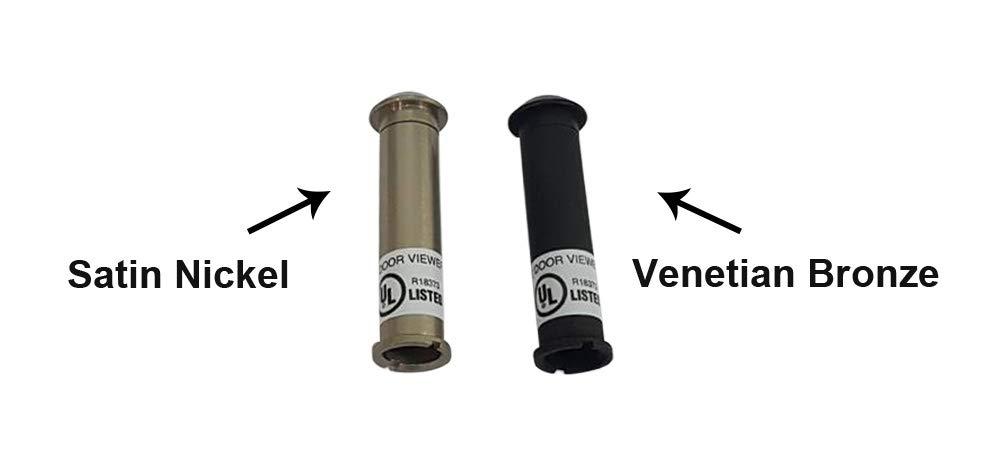 QCAA Solid Brass Door Knocker, Victorian Rope Type, 7-3/8", with 160 Degree Glass Len Door Viewer (UL Listed), Satin Nickel, 1 Pack, Made in Taiwan