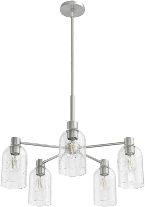 Lochemeade 5-Light Brushed Nickel Seeded Glass Chandelier