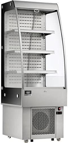 Nexel™ Refrigerated Open Air Merchandiser w/ Curtain, 8.8 Cu. Ft., Stainless Steel