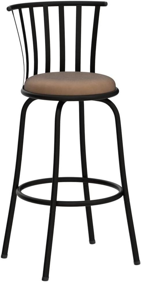 Classic Barstools Set of 2, Country Style Bar Chairs with Back and Footrest Swivel Counter Height Bar Stools for Kitchen Island Pub, Bistro, Restaurant, Rustic Brown and Black (29 Inch)