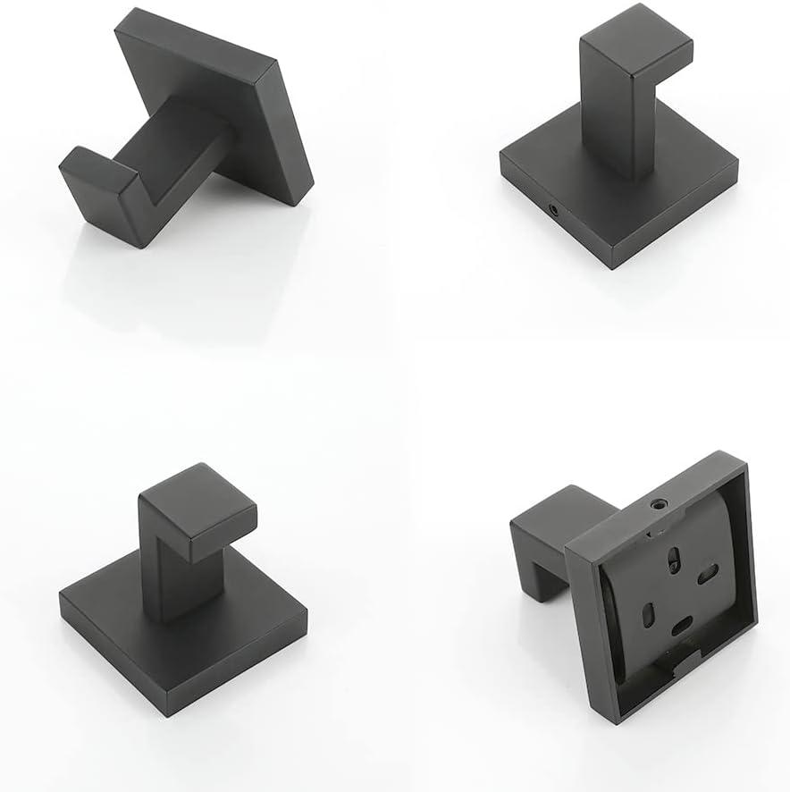 Matte Black Heavy Duty Stainless Steel Wall Hooks 4 Pack