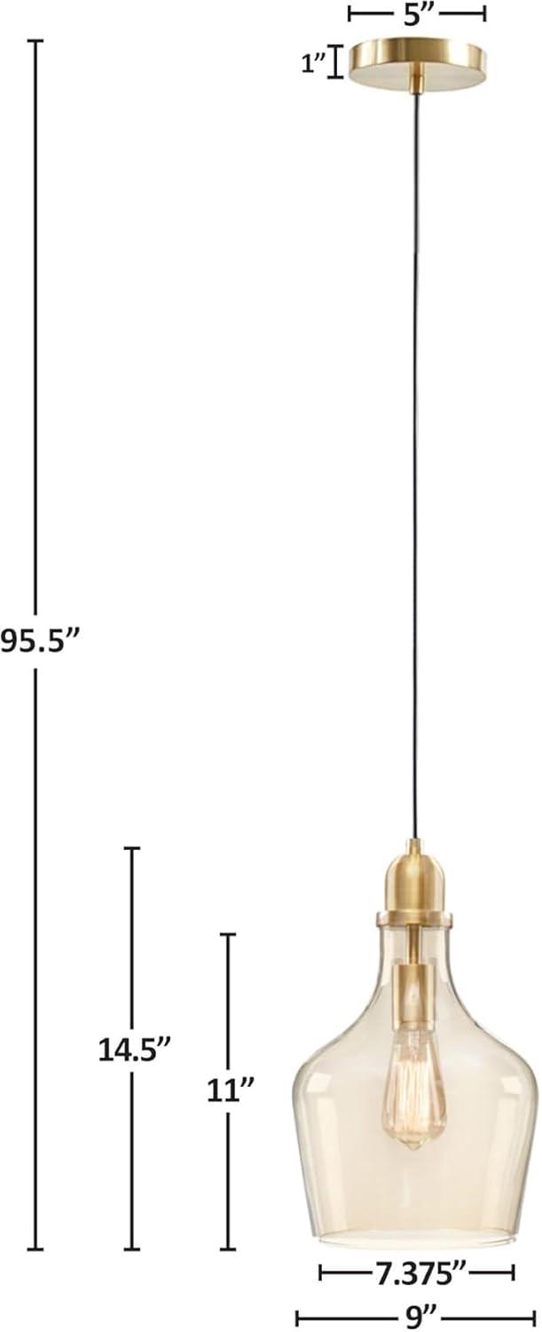 Ink+Ivy 9"x95.5" Auburn Bell Shaped Hanging Glass Simple Industrial Pendant Light Gold: Modern Ceiling Fixture, 60W E26, Adjustable Height