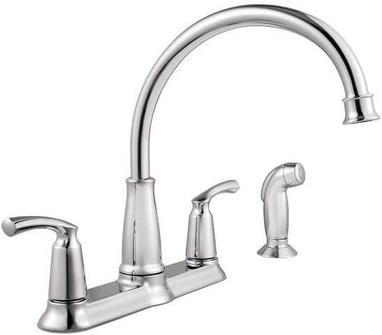 Moen Bexley Two Handle Chrome Kitchen Faucet Side Sprayer Included