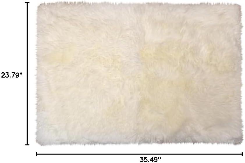 Natural Zealand Sheepskin Rectangular Rug 2x3 Feet 100% Wool Single Piece