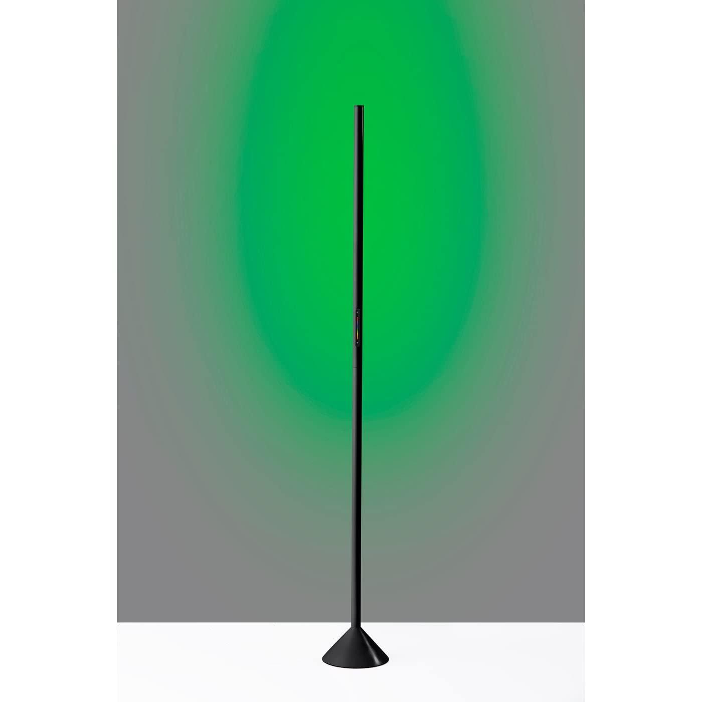 Simplee Adesso Cole LED Color Changing Wall Washer Floor Lamp, Matte Black, Plastic, Frosted Diffuser Shade