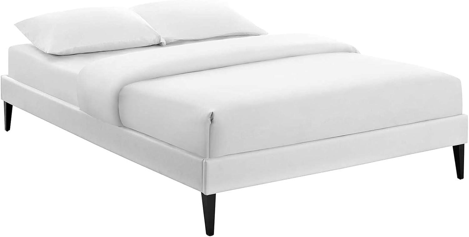 Modway Tessie Queen Vinyl Bed Frame with Squared Tapered Legs in White