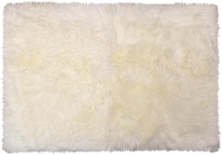 Natural Zealand Sheepskin Rectangular Rug 2x3 Feet 100% Wool Single Piece