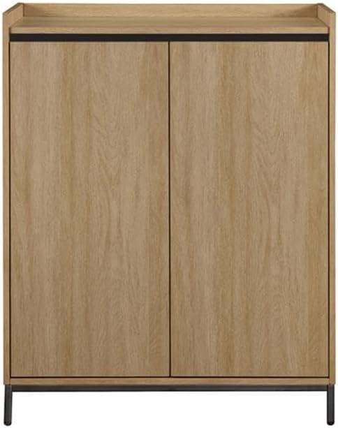 Contemporary 2-Door Wood Accent Cabinet with Framed Top - Oak / Black