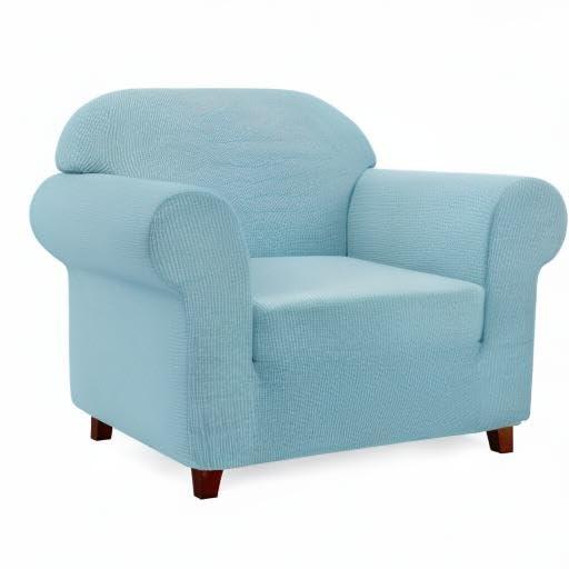 Subrtex Stretch 1-Piece Textured Grid Armchair Slipcover, Steel Blue