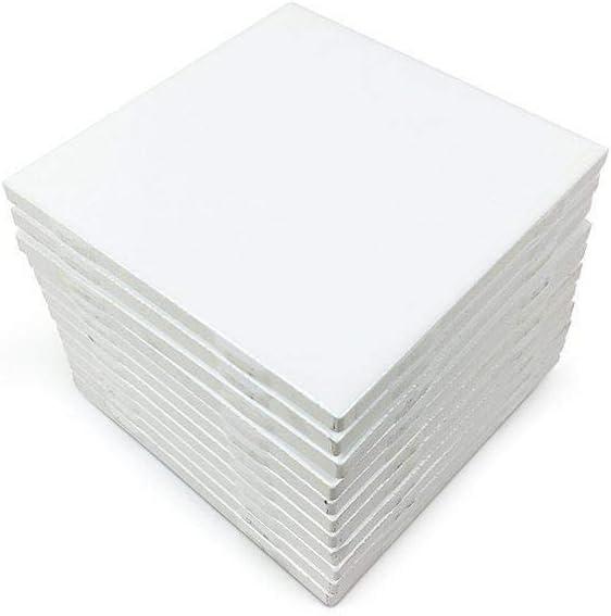 Set of 12 Glossy White Ceramic Tiles for Arts & Crafts by Squarefeet Depot Genuine Made in USA (4.25"x4.25")