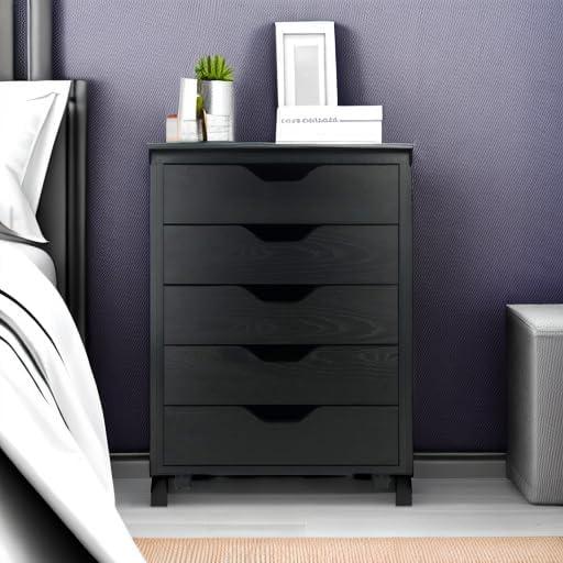 Halifax 5 Drawer Cabinet with Casters Black - Winsome