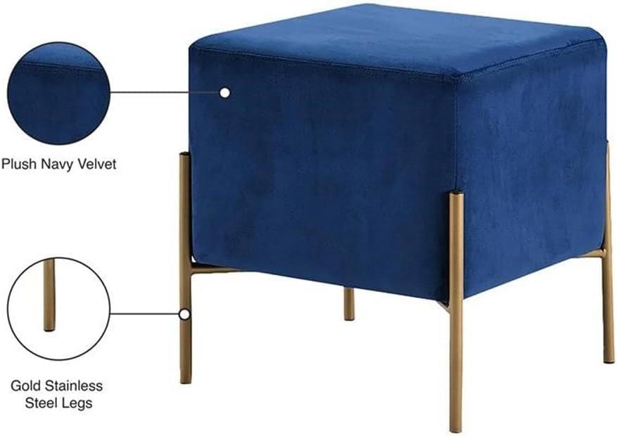 Meridian Furniture Isla Contemporary Velvet Ottoman/Stool in Navy