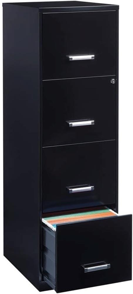 Scranton & Co 18" 4 Drawer Metal Letter File Cabinet in Black