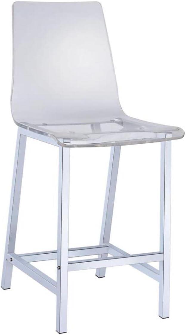 Clear Acrylic and Chrome Counter Height Stools, Set of 2