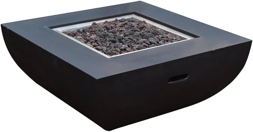 Black 37-Inch Square Gas Fire Pit Table