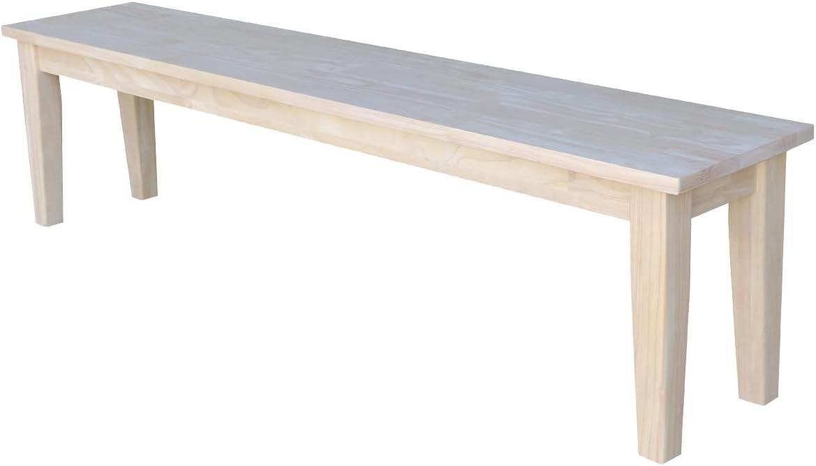 International Concepts 72" Shaker Style Bench Unfinished: Hardwood Frame, Seats 3, Farmhouse Decor