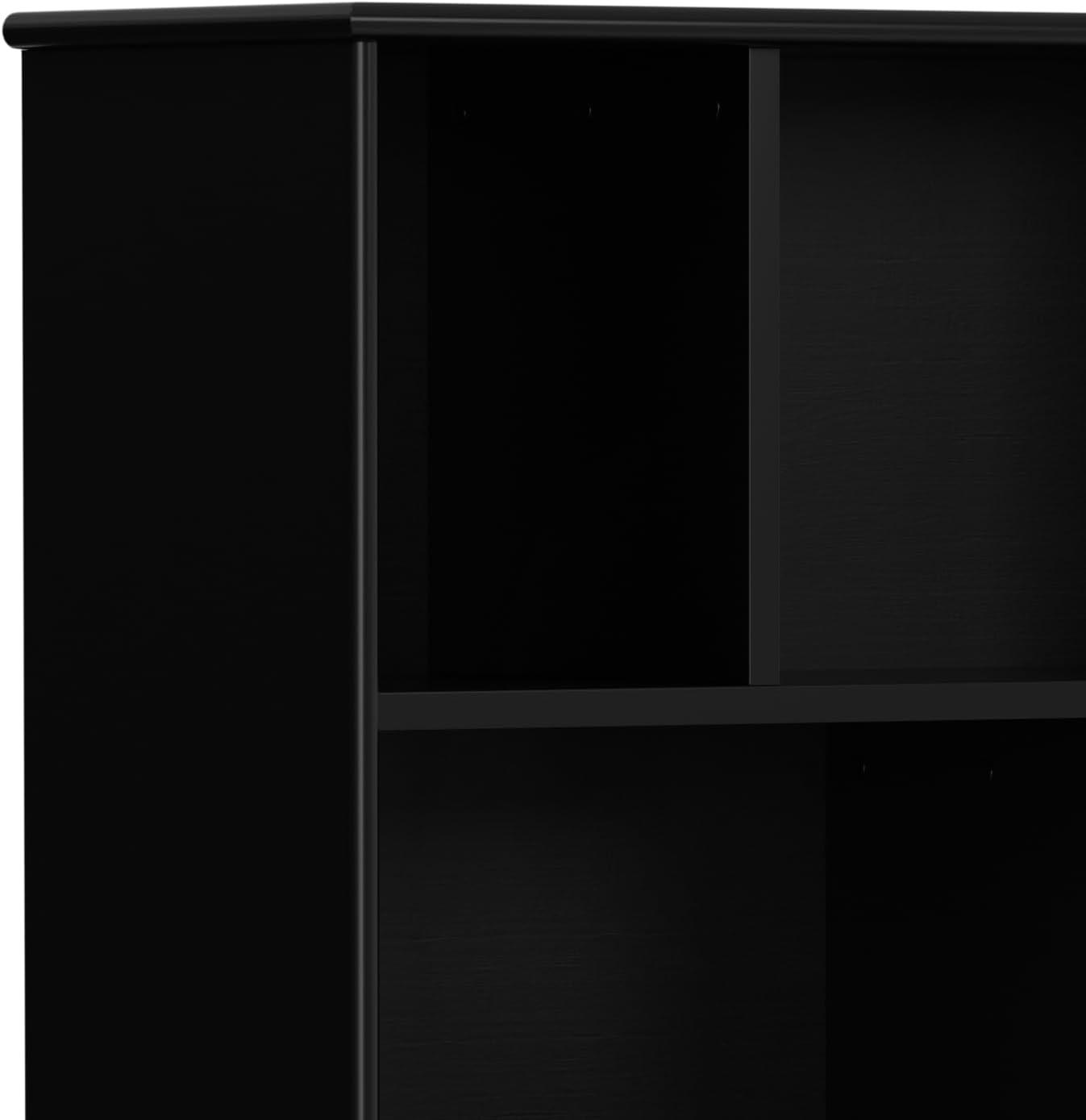 Simpli Home Draper SOLID HARDWOOD 64 inch x 35 inch Mid Century Modern Wide Bookcase and Storage Unit in Black
