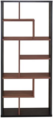 Wooden Rectangular Cube Bookcase Natural Brown and Black- Saltoro Sherpi