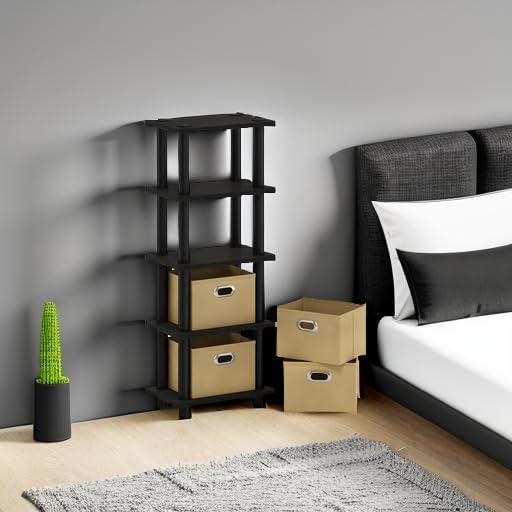 Furinno 5-Tier Multi-Functional Storage Shelves Display Rack Bookcase for Bathroom&Living room&Home office&Kitchen,Espresso