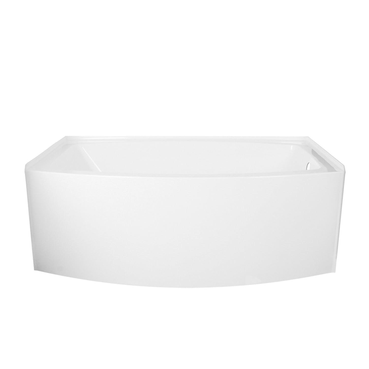 Kingston Brass Aqua Eden 66-Inch Acrylic Curved Rectangular Apron 3-Wall Alcove Tub, Drain