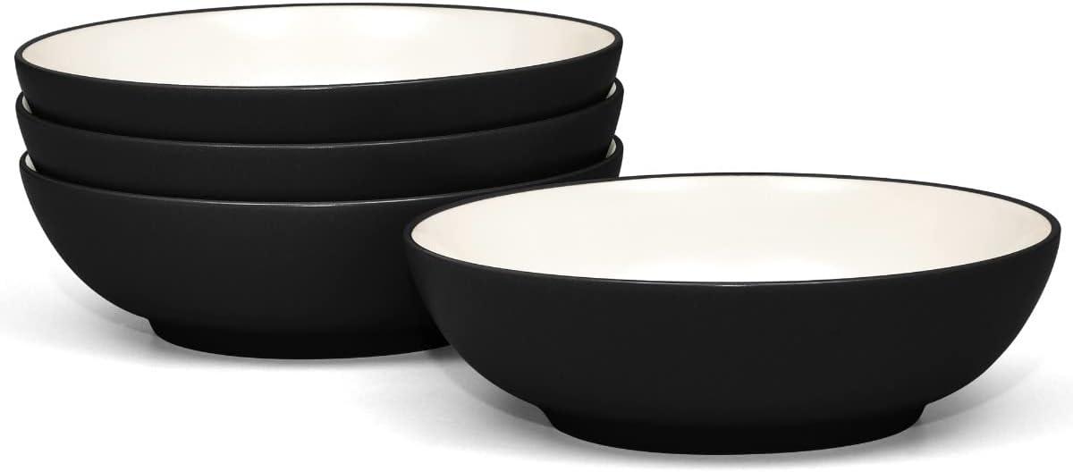 Graphite Matte Ceramic Soup and Cereal Bowls Set of 4