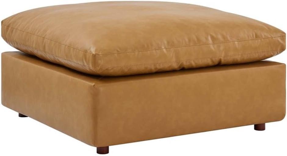 Modway Commix Down Filled Overstuffed Vegan Leather 4-Piece Sectional Sofa in Tan