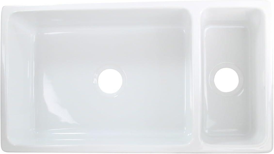 White Fireclay Reversible Double Bowl Farmhouse Sink