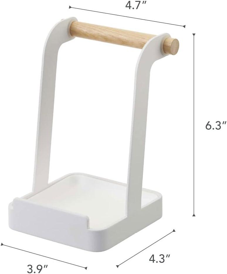 Compact White Wood Ladle and Lid Stand