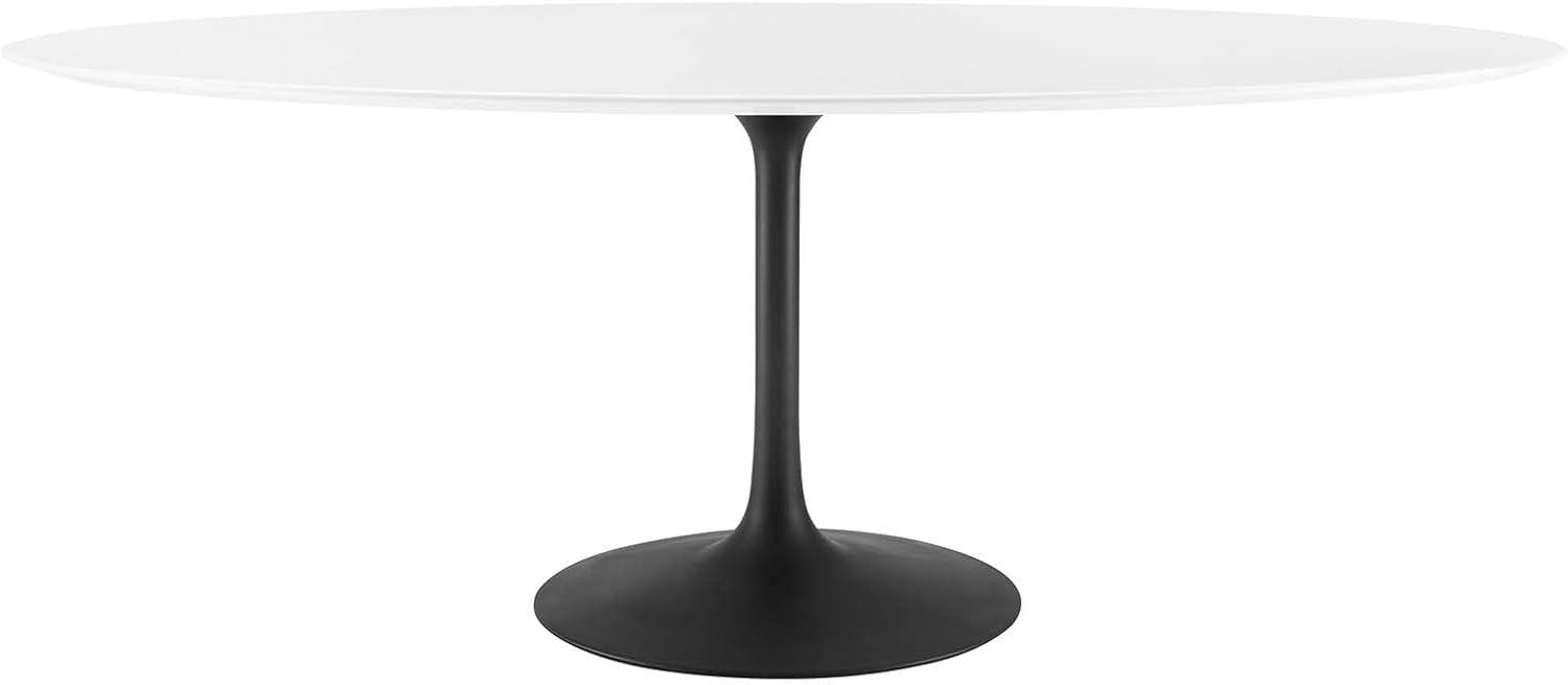 Lippa 78" White Wood Oval Dining Table with Black Base