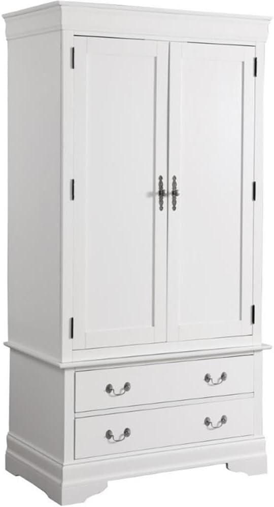 Glory Furniture Louis Phillipe 2 Drawer Armoire in White