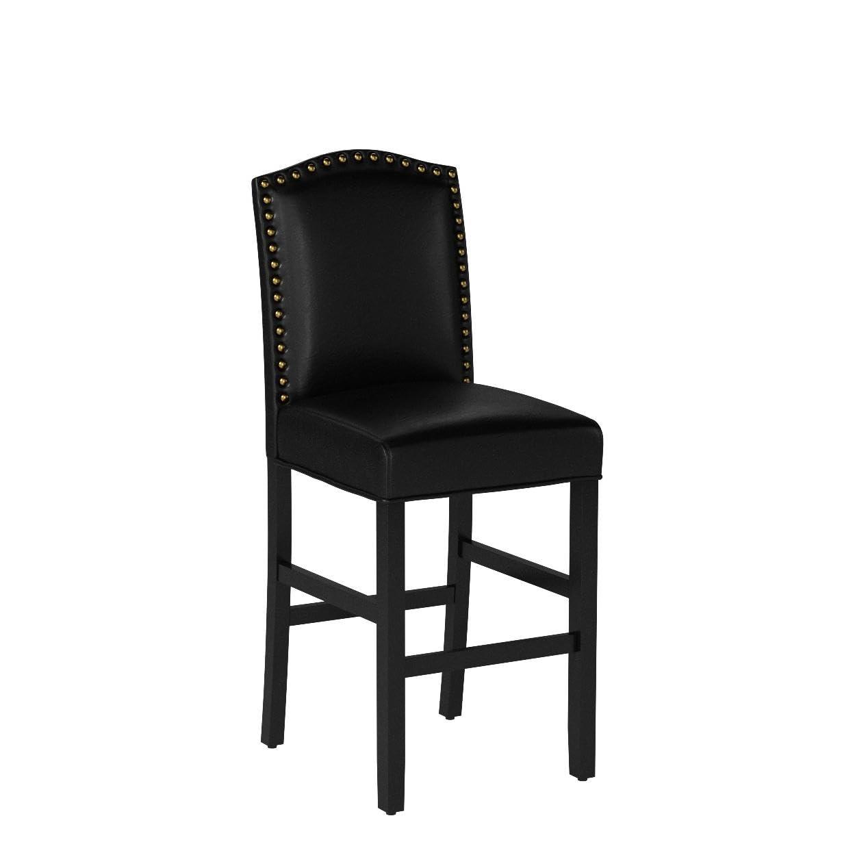 Set of 2 Upholstered PU Barstools with Studded Decor - Glitzhome