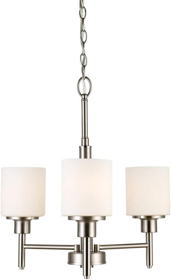 Aubrey Satin Nickel Mini 3-Light Chandelier with Frosted Glass