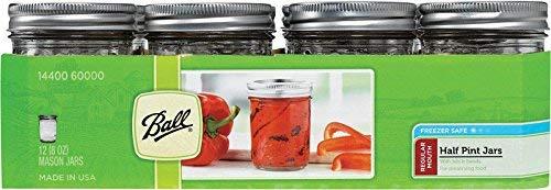 Ball Mason Glass Regular Mouth Half Pint 8 oz Jars with Lids and Bands, 12 Jars