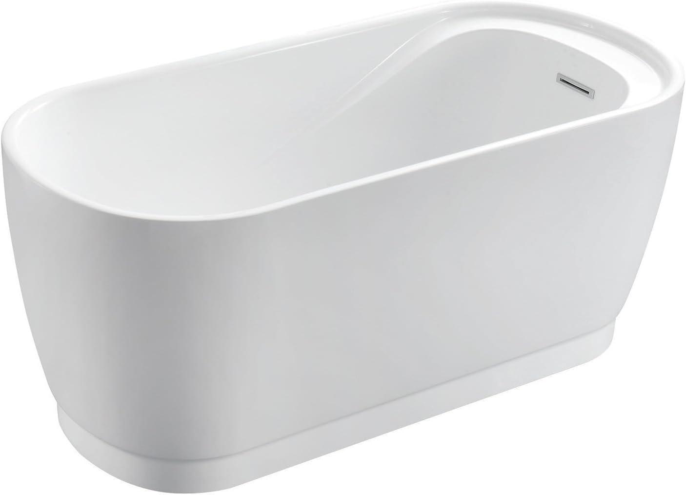 Kingston Brass Aqua Eden 51-Inch Acrylic Oval Double Ended Freestanding Tub with Drain and Integrated Seat