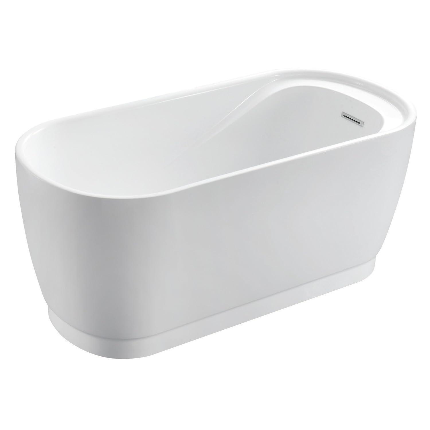 Kingston Brass Aqua Eden 51-Inch Acrylic Oval Double Ended Freestanding Tub with Drain and Integrated Seat