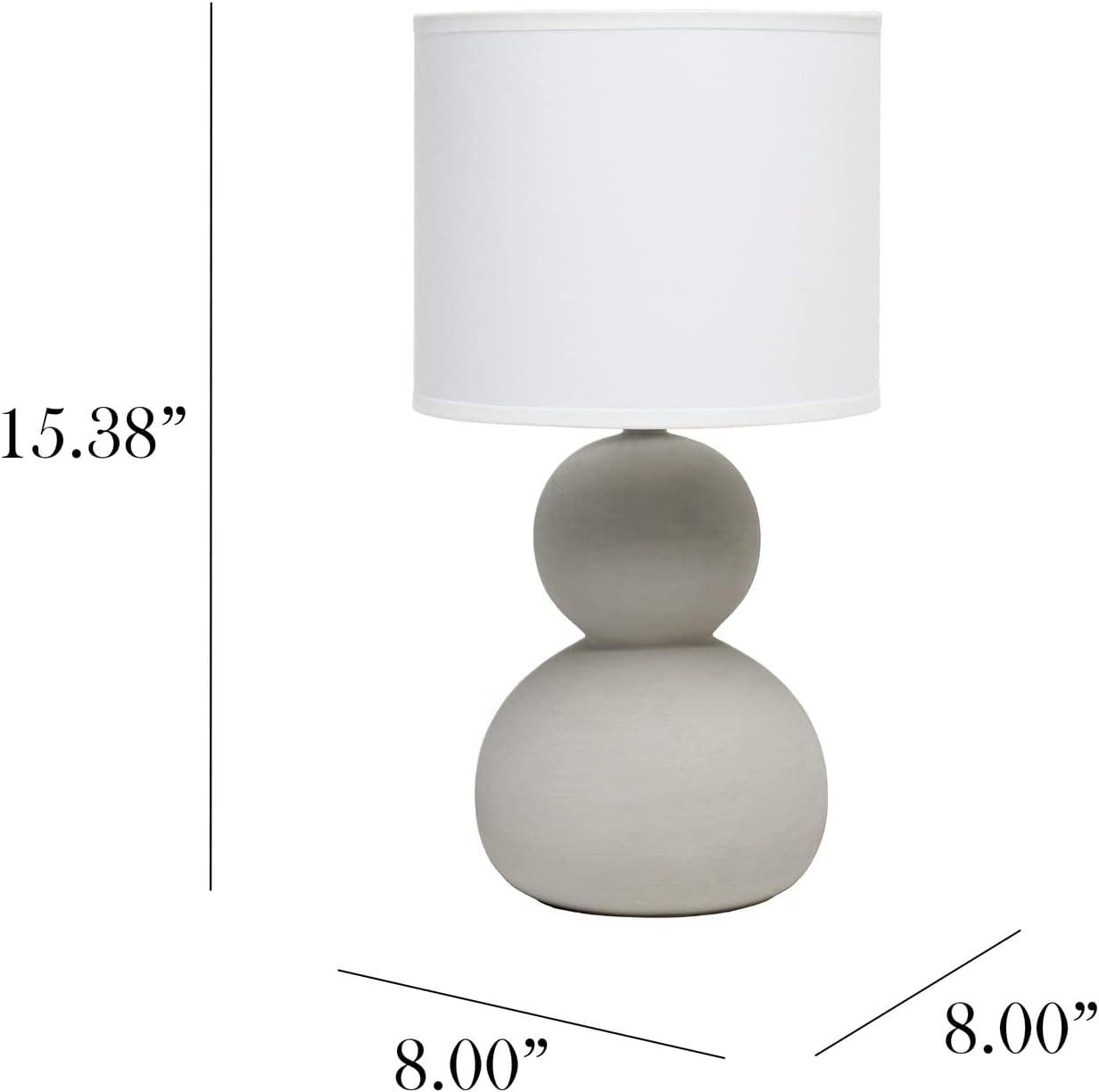 Simple Designs Stone Age Table Lamp Taupe: Ceramic Body, Drum Shade, ETL Listed, No Assembly Required