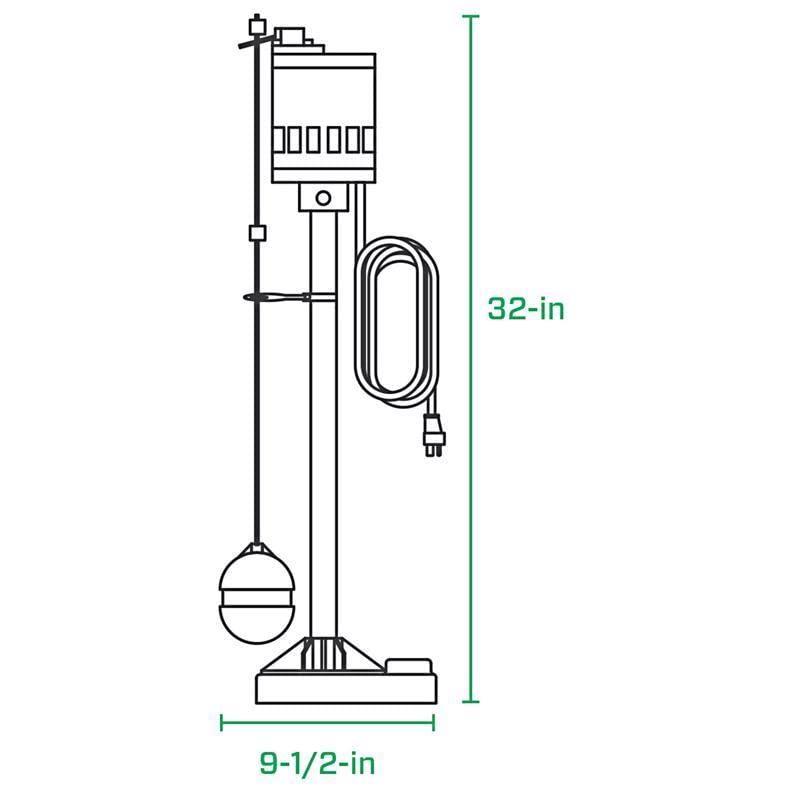 Rugged 1/2 HP Cast Iron Pedestal Sump Pump with Vertical Float Switch