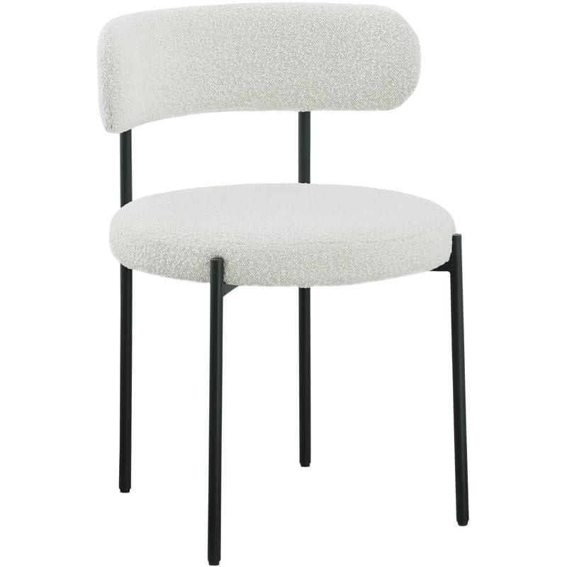 Beacon Cream Boucle Fabric Dining Chair with Black Metal Frame, Set of 2