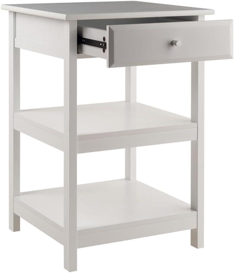 White Composite Wood Traditional Printer Stand with Drawer