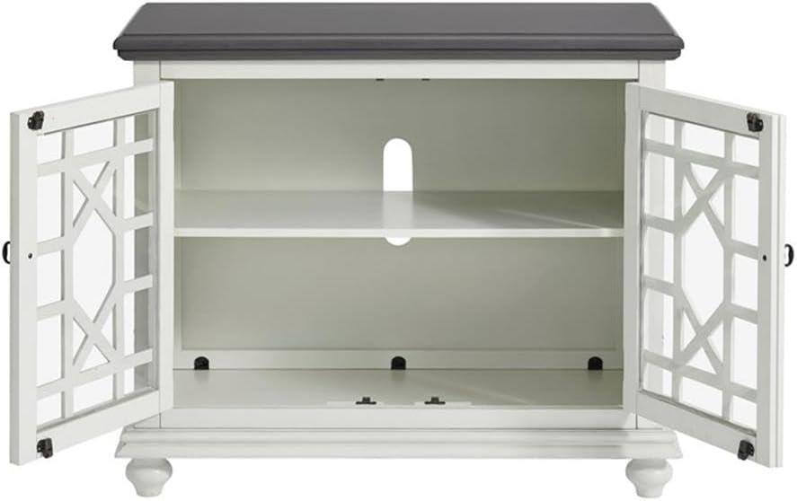 Martin Svensson Home Elegant Small Spaces TV Stand White with Gray Top
