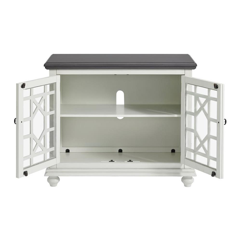Martin Svensson Home Elegant Small Spaces TV Stand White with Gray Top