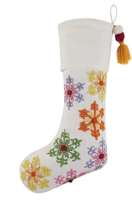 Mistletoe and Co. Snowflakes Embroidered Stocking