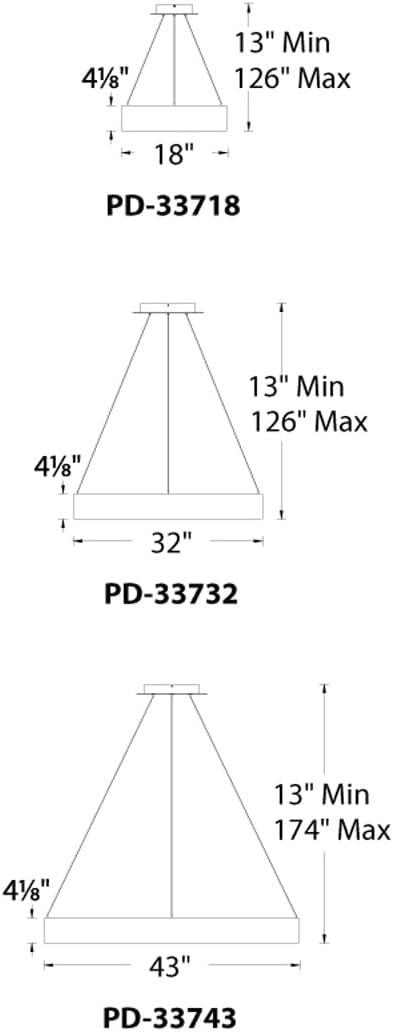 WAC Lighting Corso 32" LED 3000K Contemporary Aluminum Pendant in Black