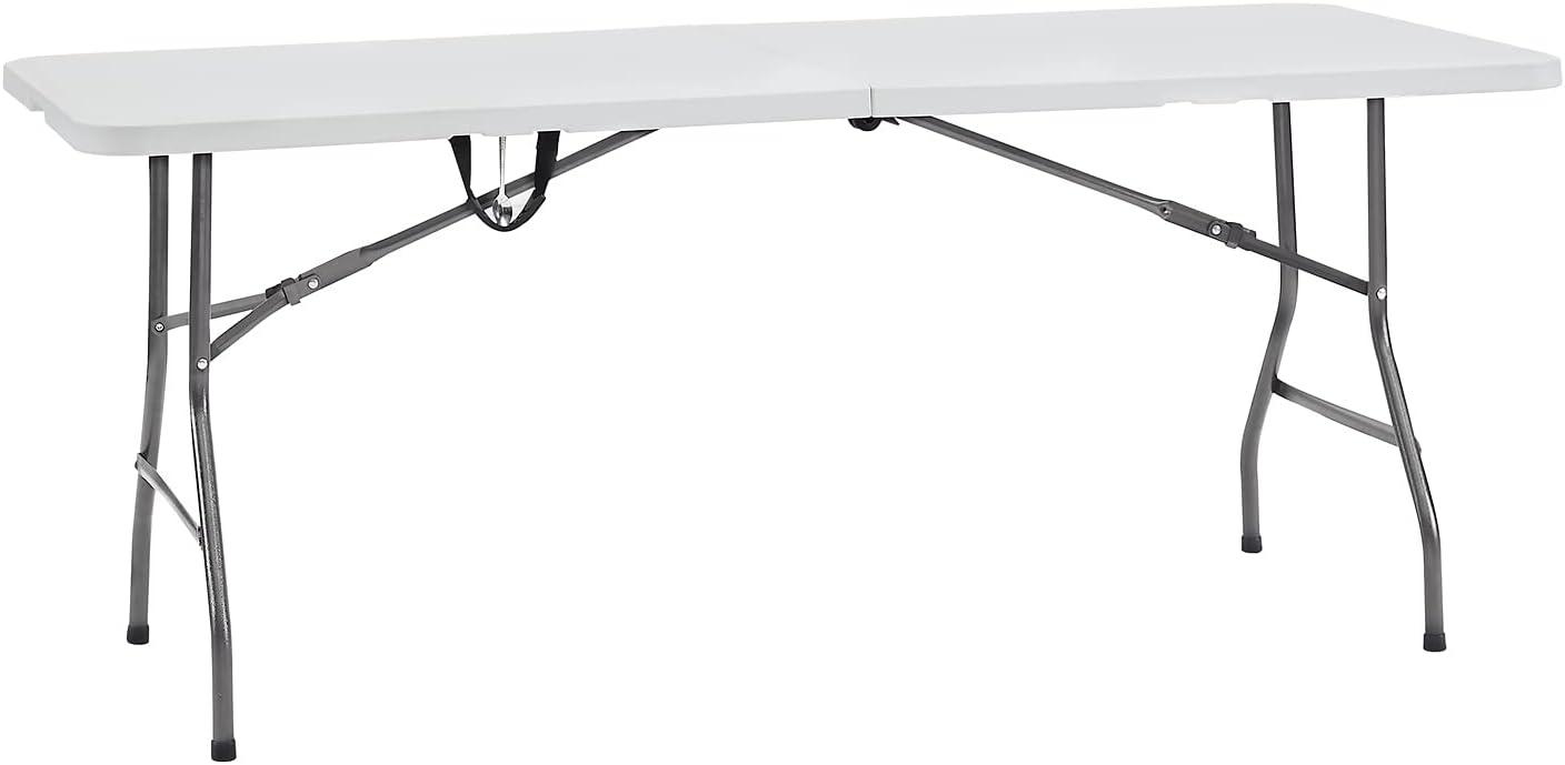 6ft Folding Table Multipurpose Foldable Dinner Table Portable Folding Rectangular Resin Table for Outdoor Camping Picnic Party by Naomi Home - White