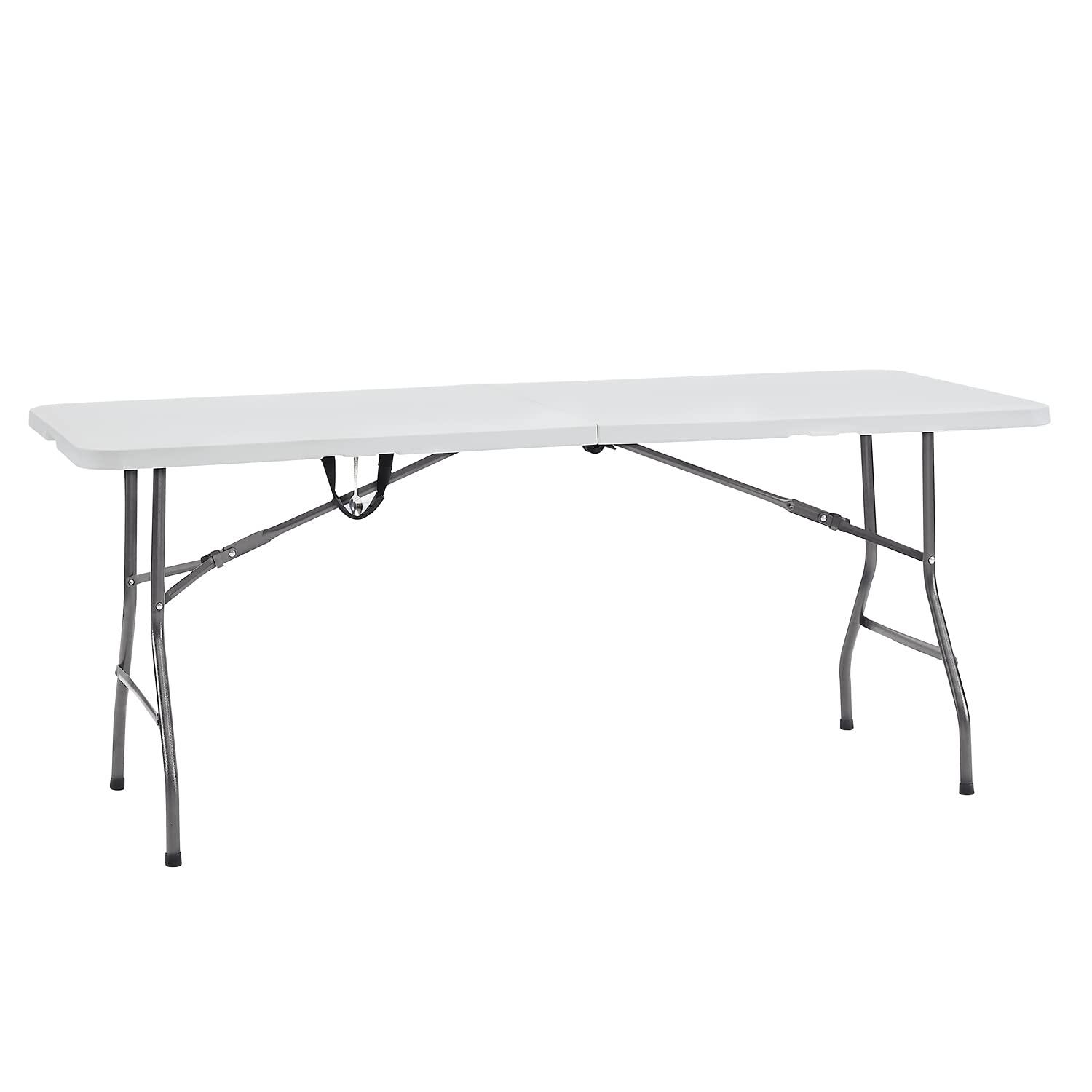 6ft Folding Table Multipurpose Foldable Dinner Table Portable Folding Rectangular Resin Table for Outdoor Camping Picnic Party by Naomi Home - White