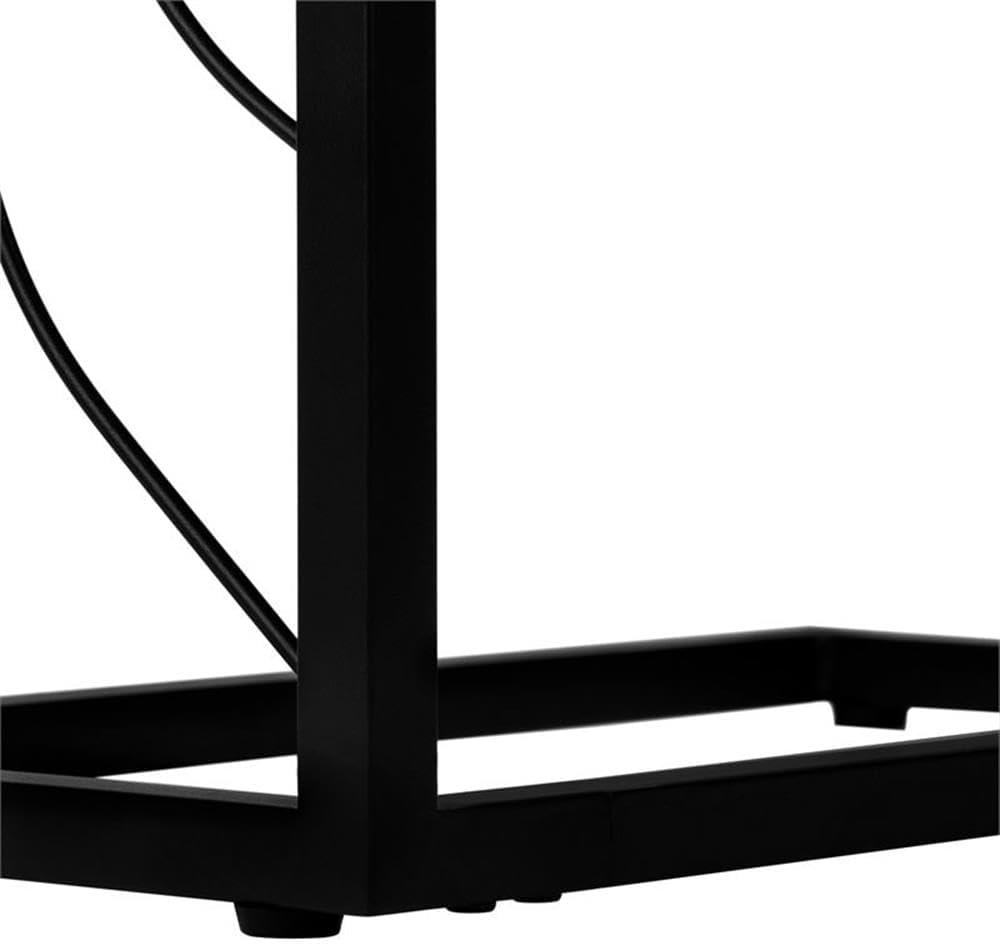 Monarch Specialties Accent Table C-Shaped End Side Snack Living Room Bedroom Metal Laminate Grey Black Contemporary Modern