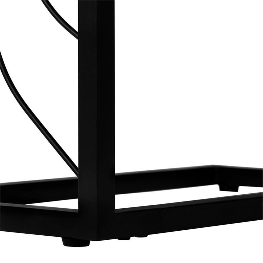 Monarch Specialties Accent Table C-Shaped End Side Snack Living Room Bedroom Metal Laminate Grey Black Contemporary Modern