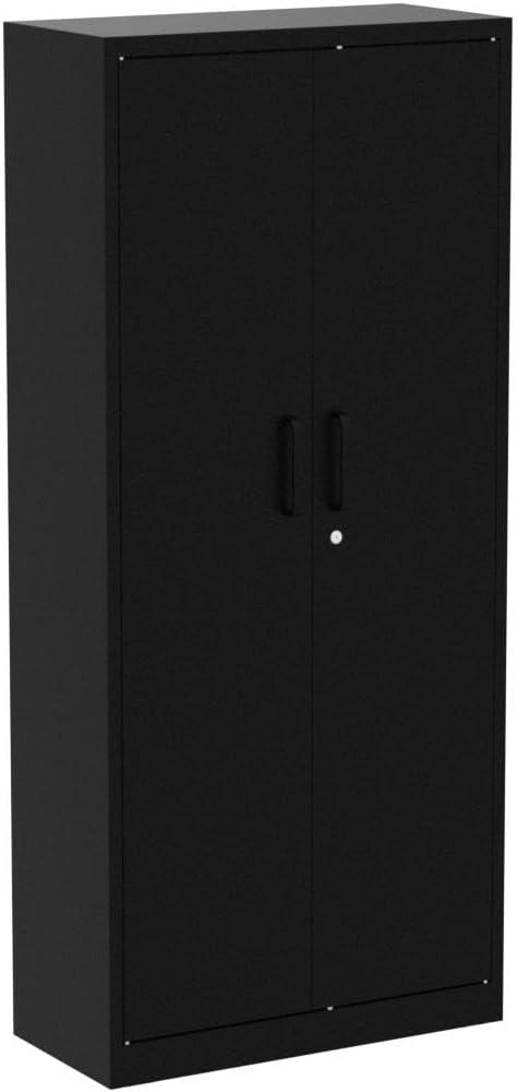 Black Steel Lockable Office Cabinet with Adjustable Shelves