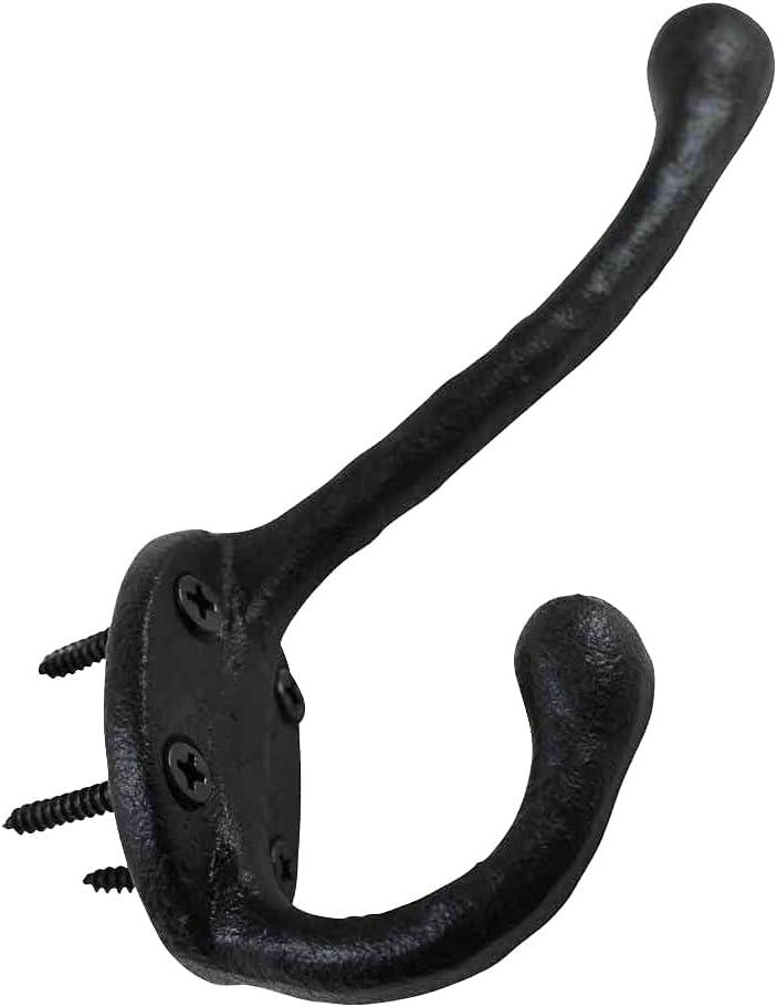 The Renovators Supply Inc. 25845 Wrought Iron Double Wall Mounted Robe Hook (Set of 3)