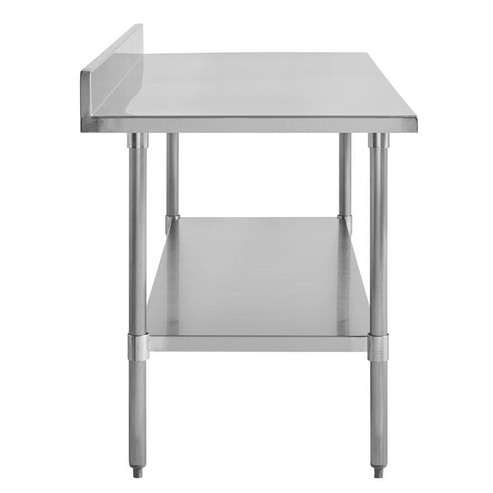 Kratos 72" Stainless Steel Kitchen Prep Table with Backsplash and Undershelf